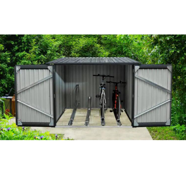 Casier d'armoire de rangement de vélo en métal de hangar de magasin de vélo en métal en acier galvanisé à double porte