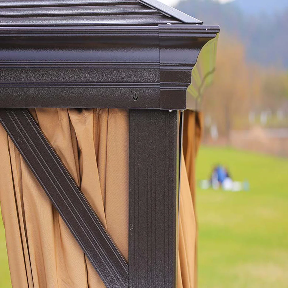 Outdoor Double Top Gazebo with Curtains