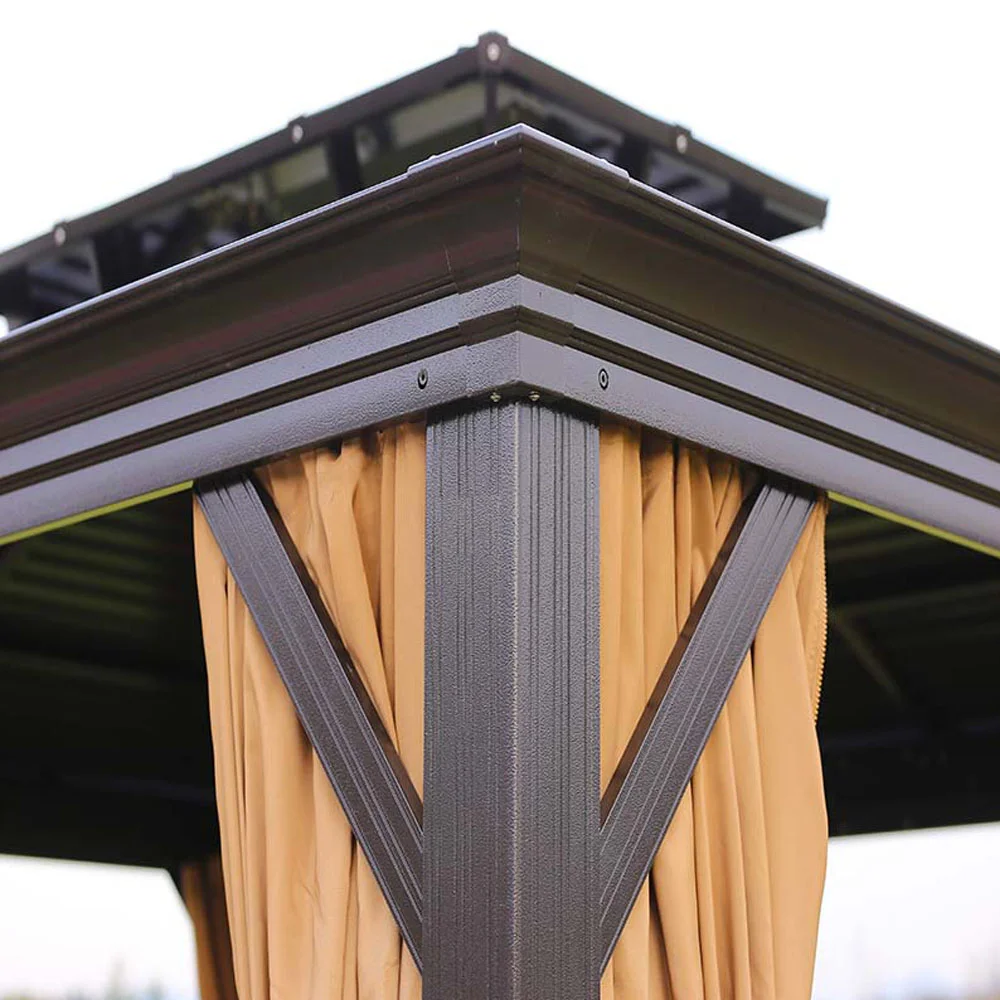 Outdoor Double Top Gazebo with Curtains