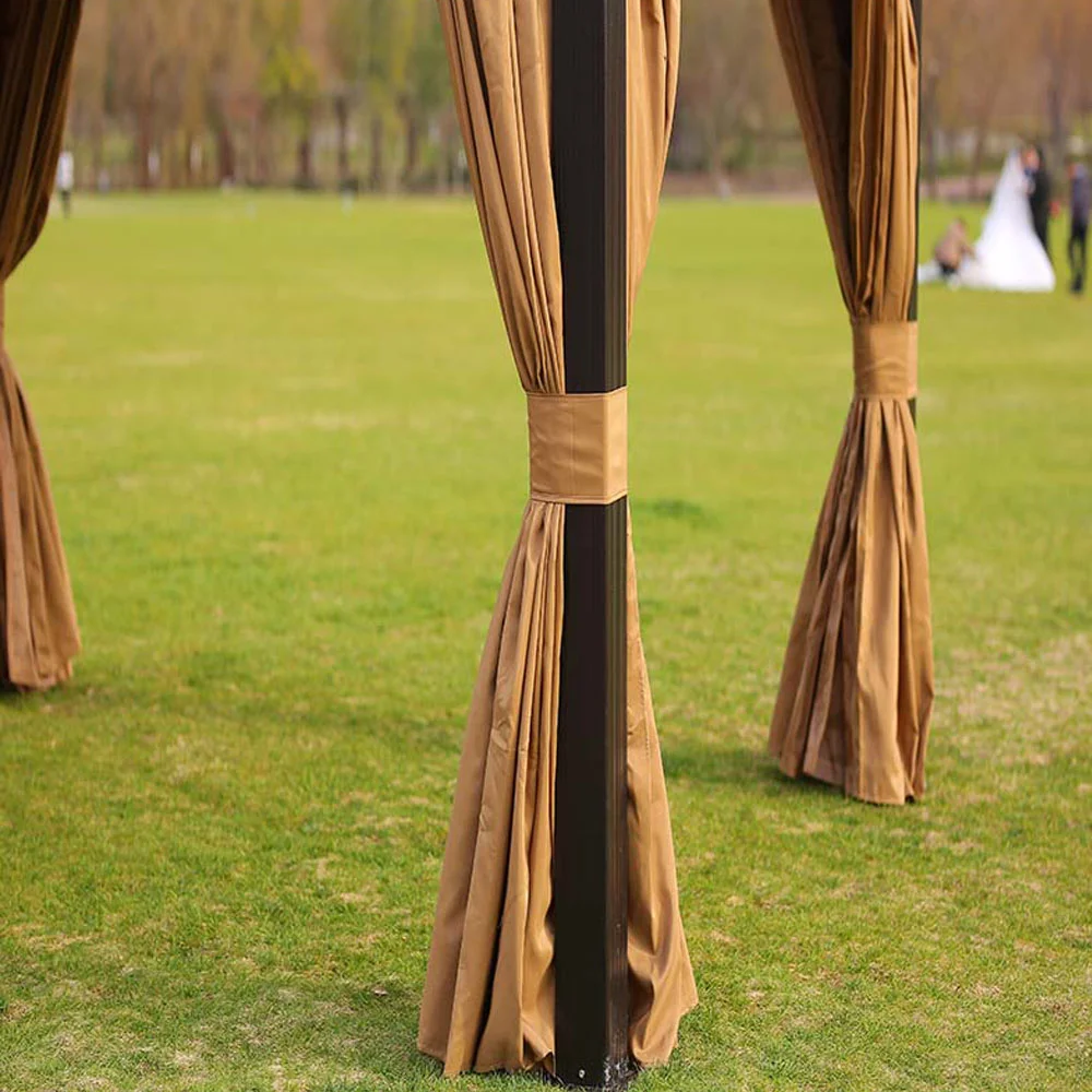 Outdoor Double Top Gazebo with Curtains
