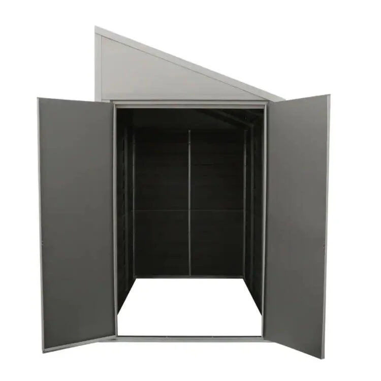 ⁦Custom Double Door Metal Yard Saver White Galvanized Metal Storage Shed 4 ft. x 7 ft.⁩ - الصورة ⁦4⁩