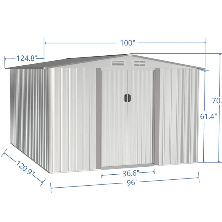 Lawn Backyard Garden Metal Outdoor Storage Shed Utility Tool Storage House with Sliding Door - Image 3