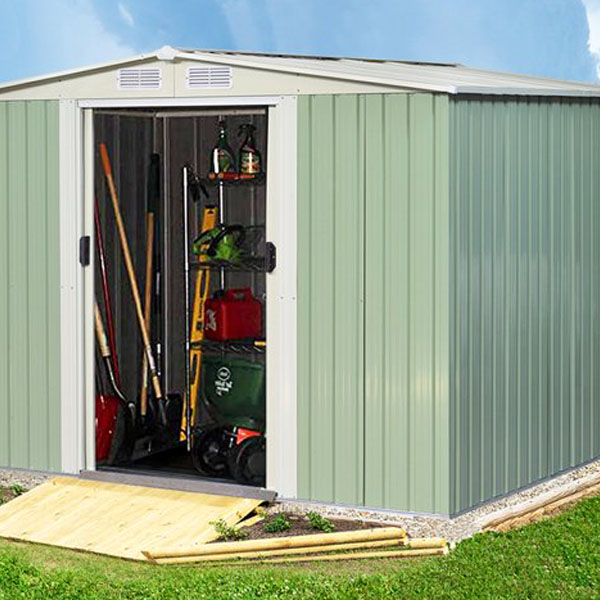 GOTOTOP Galvanized Steel Outdoor Storage Shed Heavy Duty Tool House with Sliding Door for Garden Lawn,80.3x52x73.2 