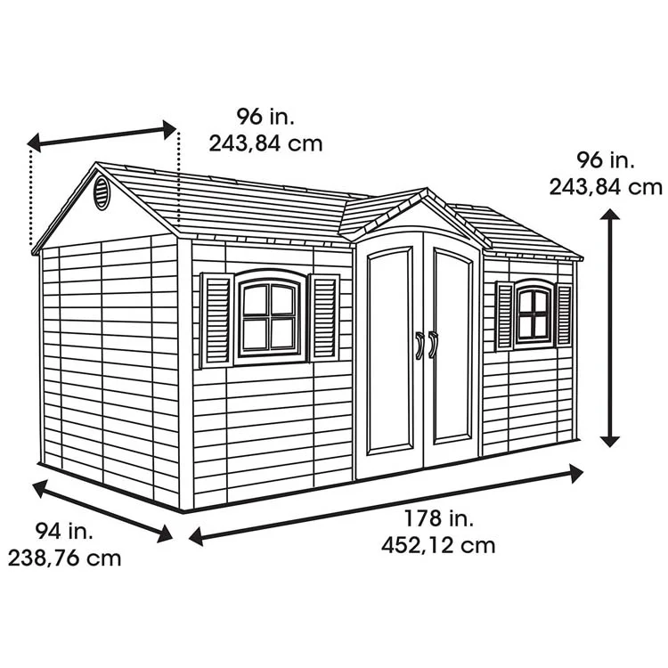Cobertizo de almacenamiento al aire libre con puertas reforzadas con acero con cerradura