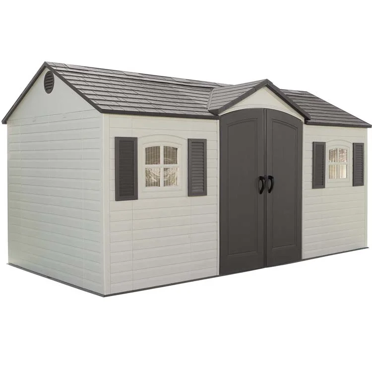 Cobertizo de almacenamiento al aire libre con puertas reforzadas con acero con cerradura