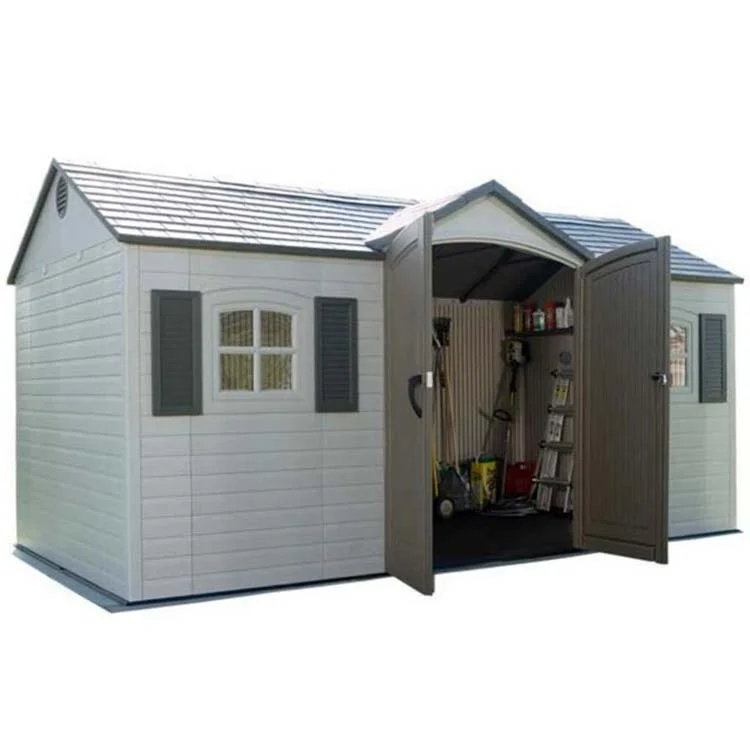 Cobertizo de almacenamiento al aire libre con puertas reforzadas con acero con cerradura