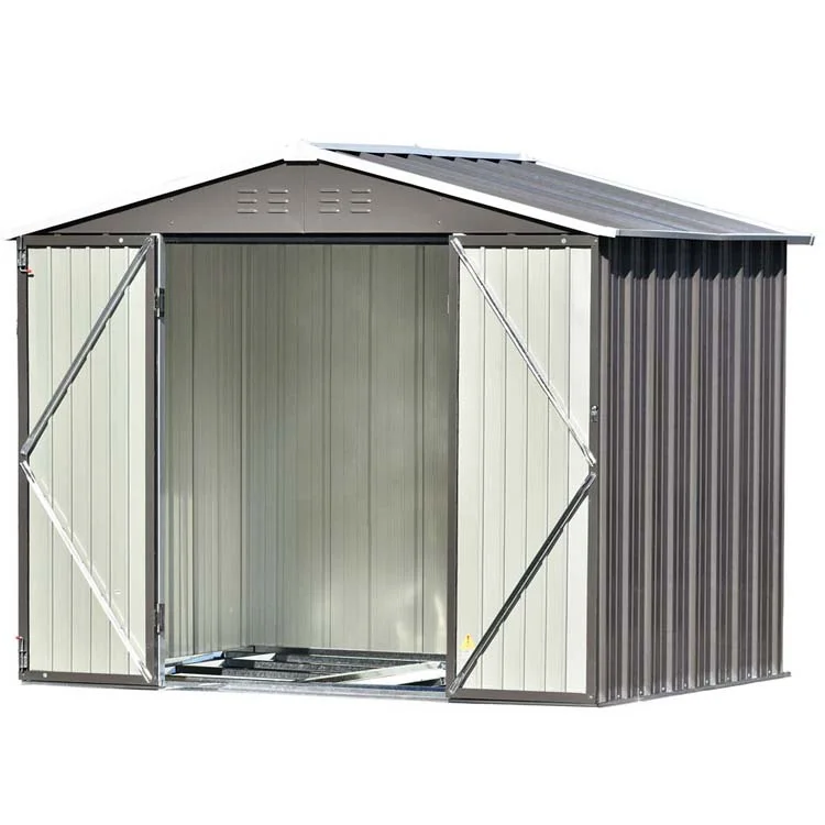 Patio Lawn Backyard Garden Steel Storage Shed with Lockable Door and Air Vents - Image 2
