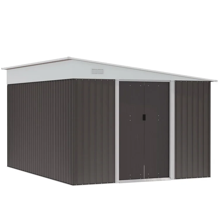 Outdoor Metal Lean to Tool Storage Shed House with Double Sliding Lockable Doors & 2 Air Vents – Bild 4