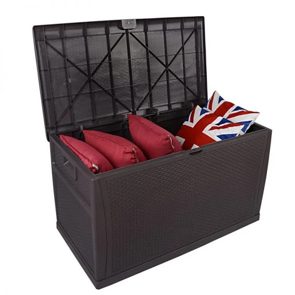Large capacity storage box with brown finish rattan