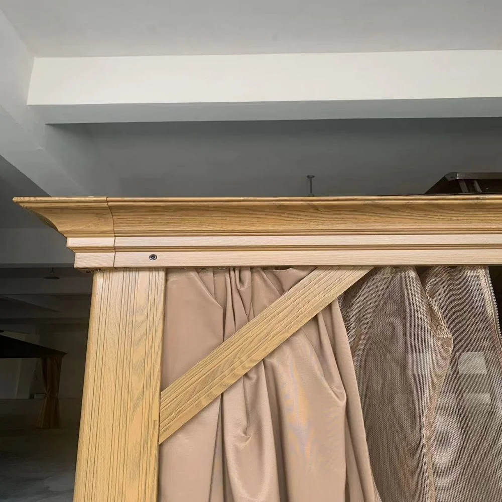 Gazebo extérieur en aluminium à double toit avec rideaux et filets