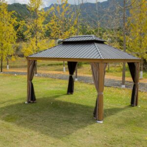 Gazebo de parasol extérieur en aluminium en bois de jardin de luxe
